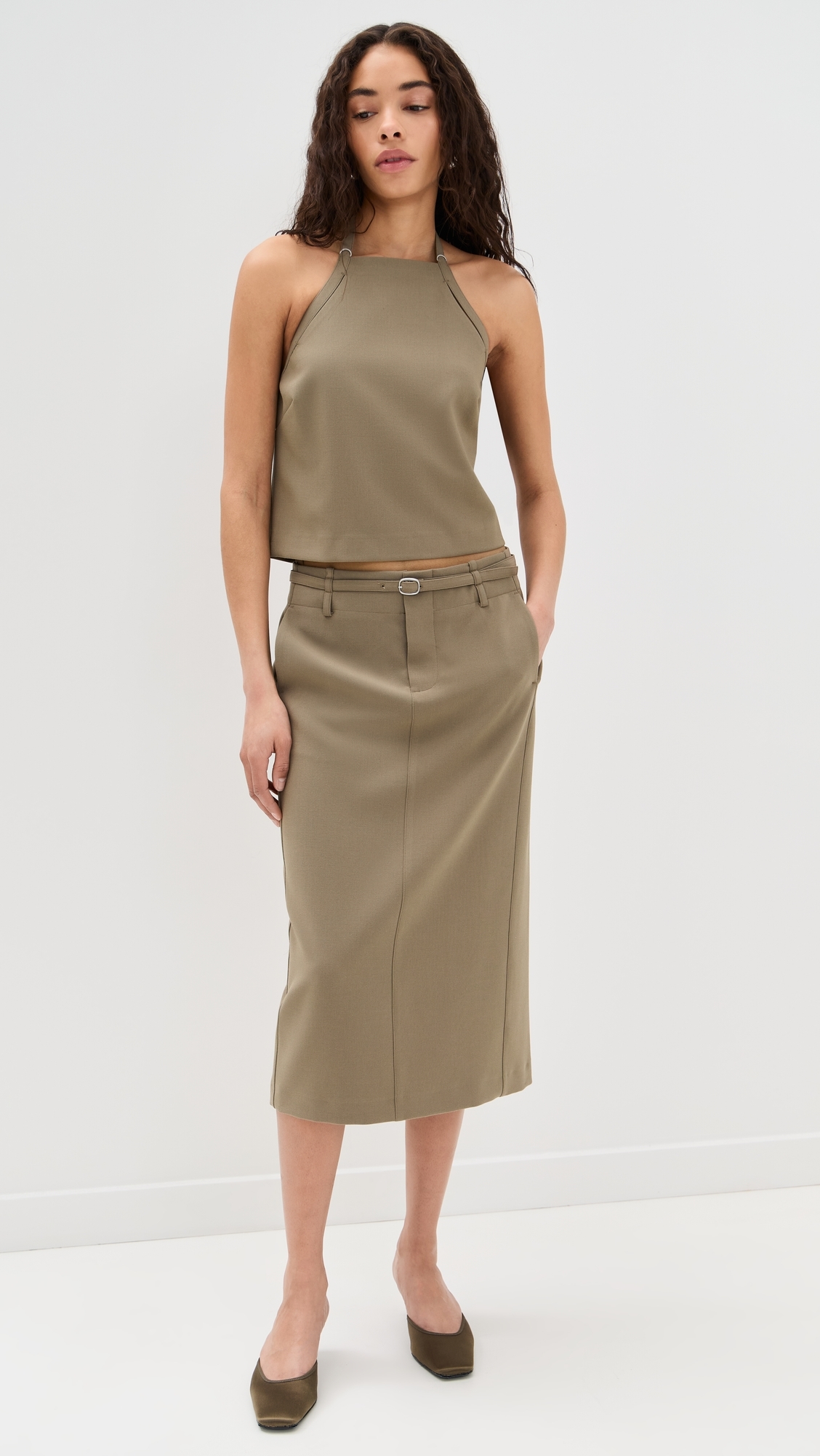 Apron Halter Top Oak Moss