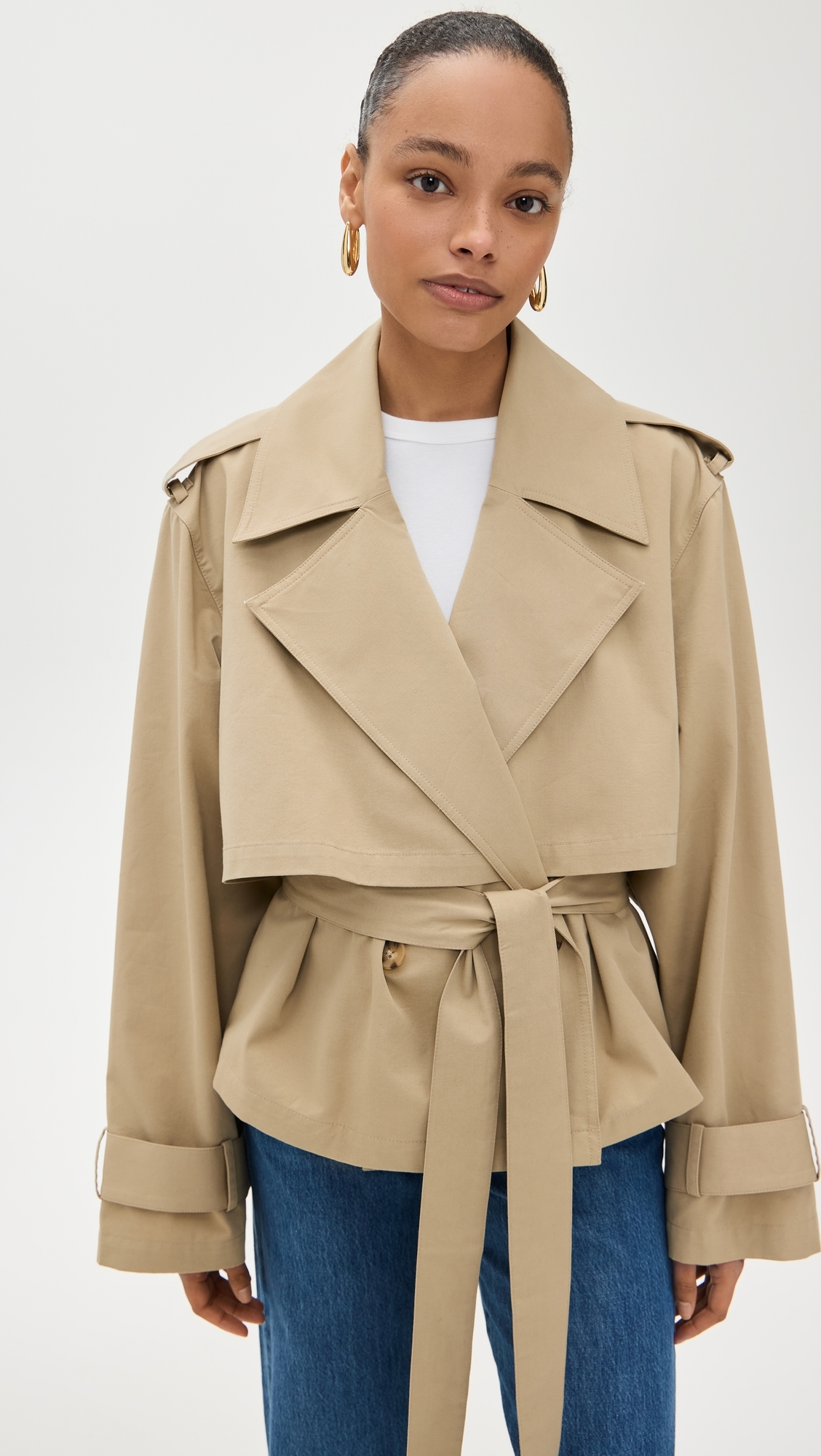 The Liz Cropped Trench Coat Camel