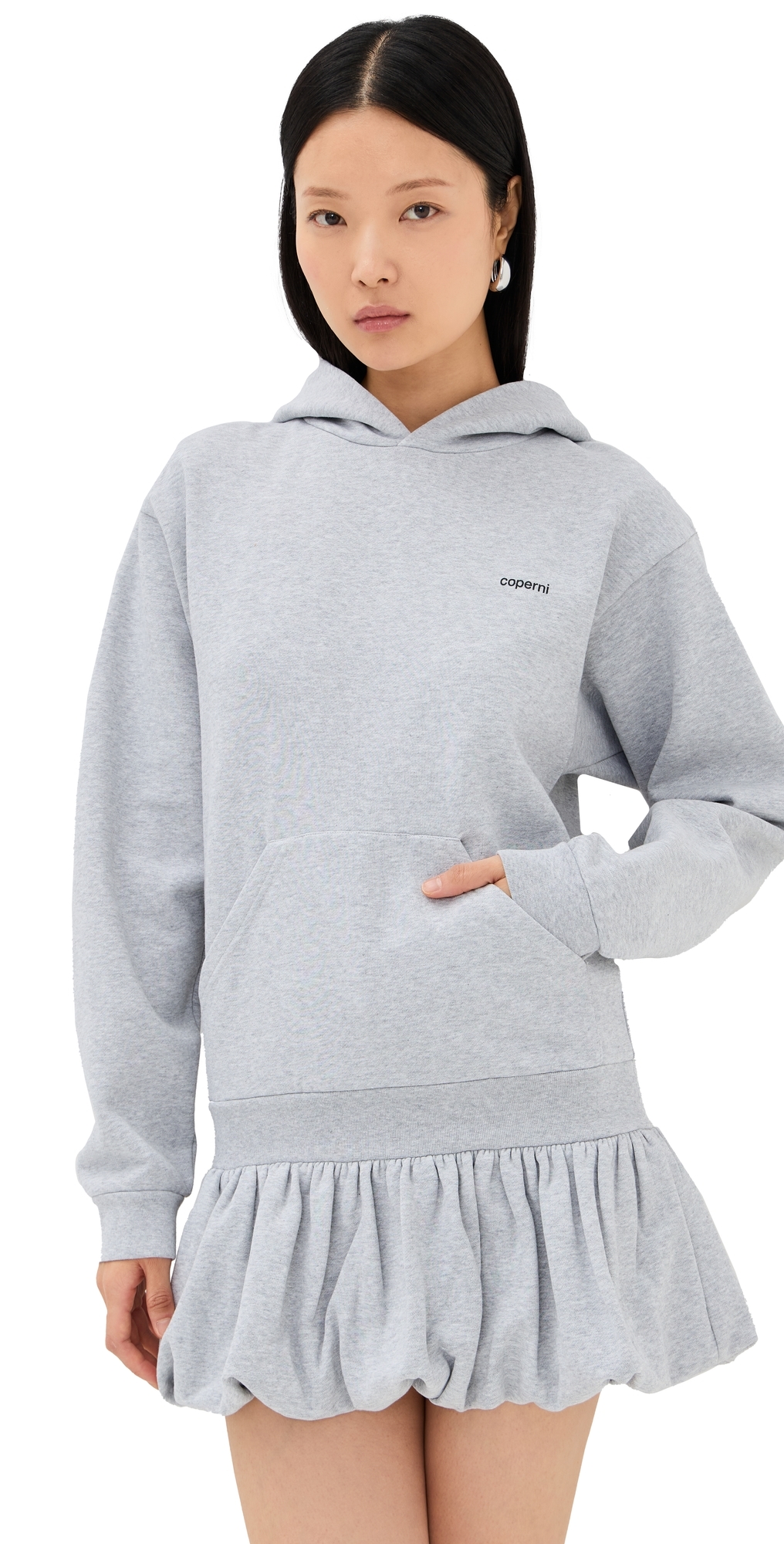 Basque Logo Hoodie Dress Grey-Black Print