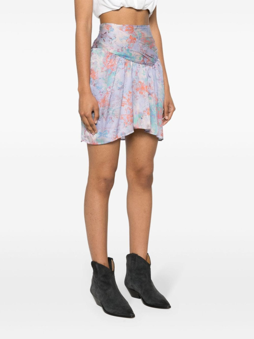 - Floral Print Silk Mini Skirt