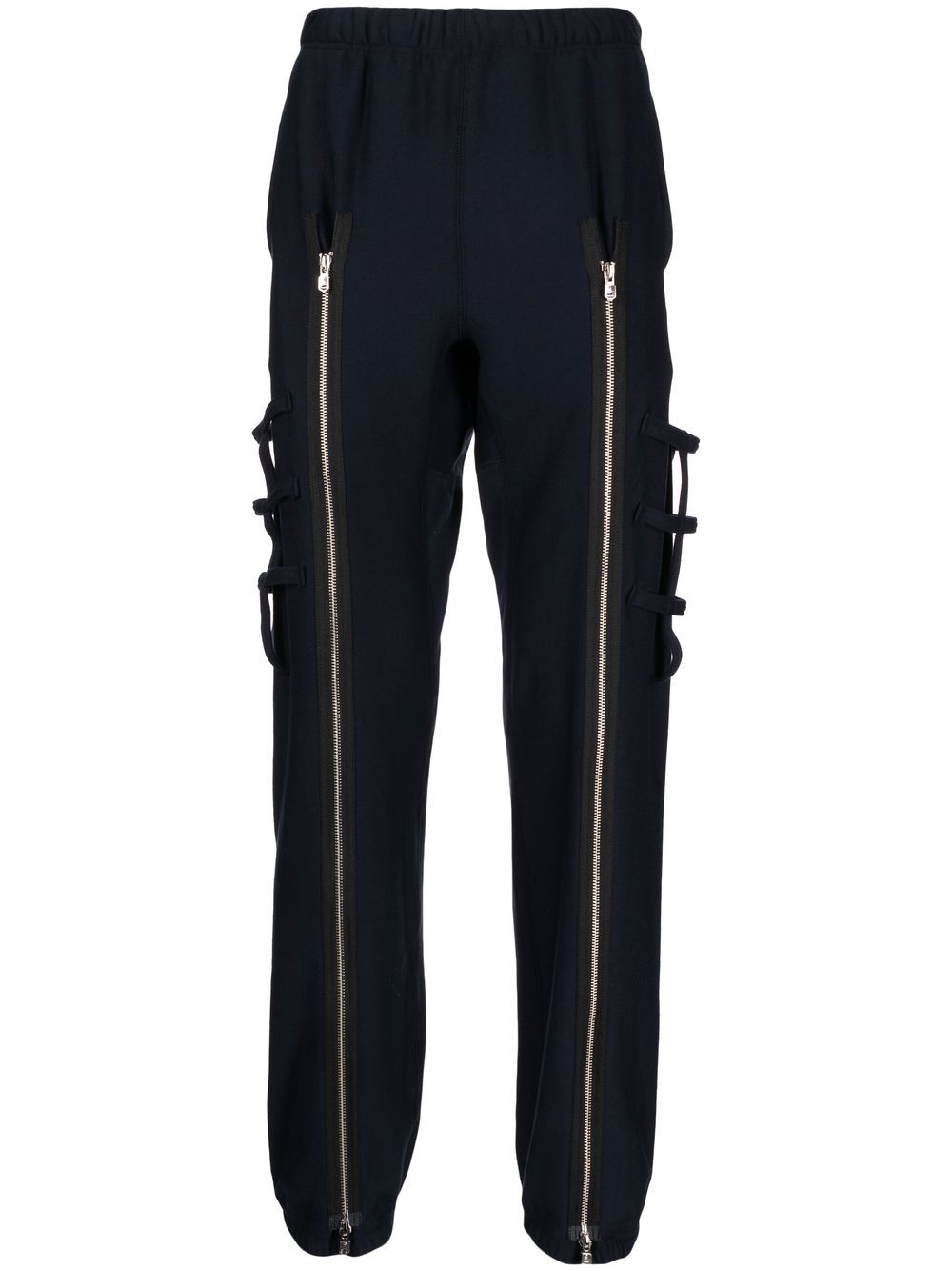 Front zip-detail trousers - Blue