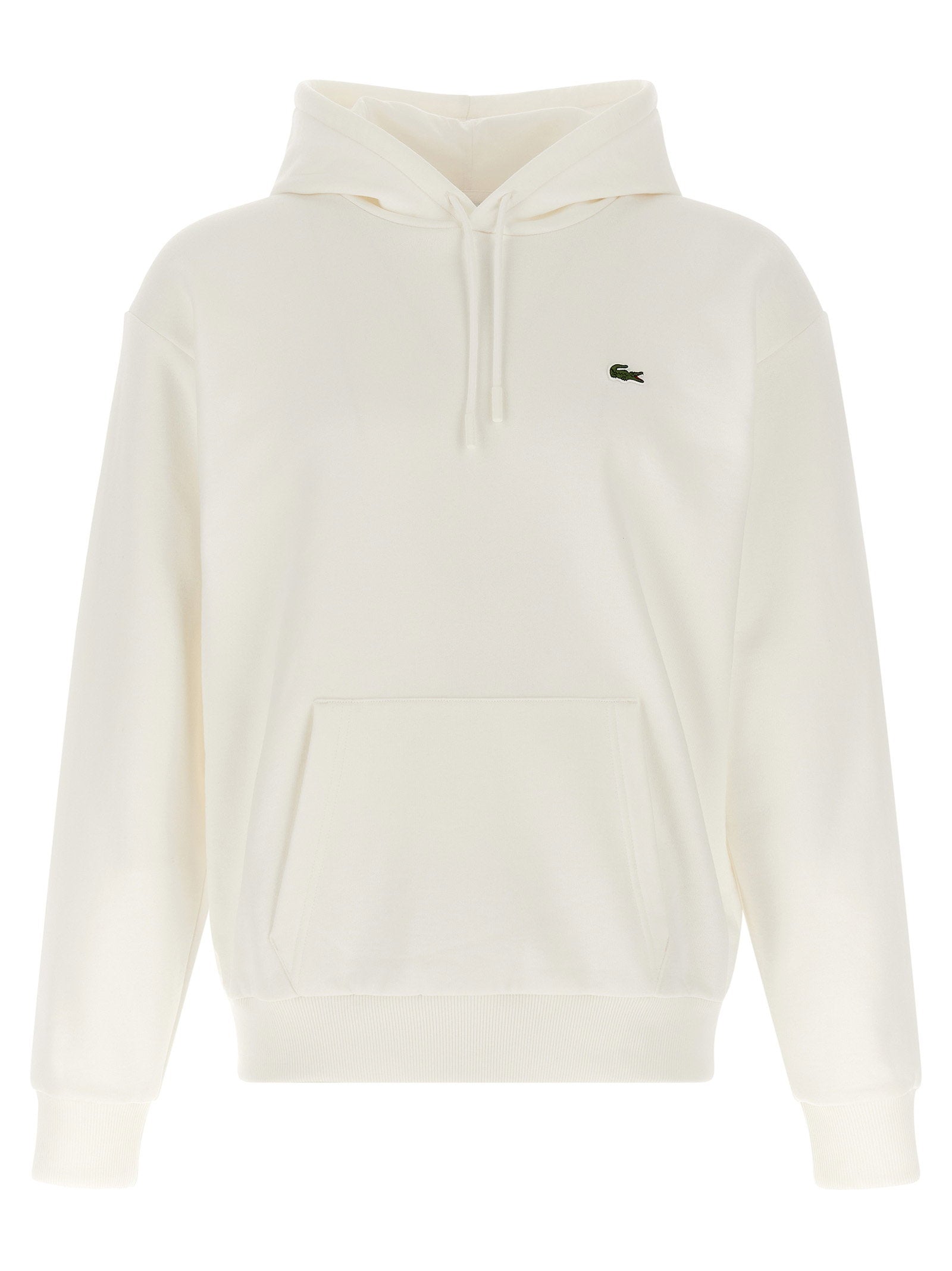 Logo-Embroidered Cotton Blend Hoodie — cream