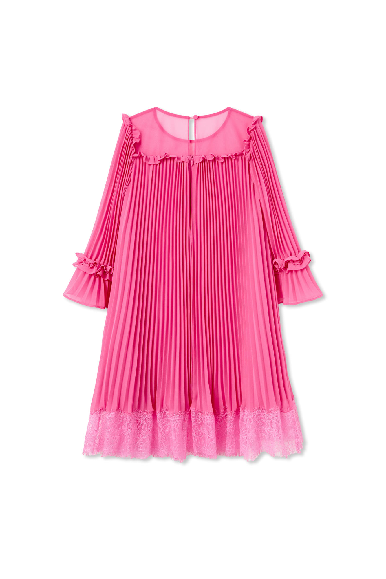 Dress With Lace Trim, Unisex, Pink