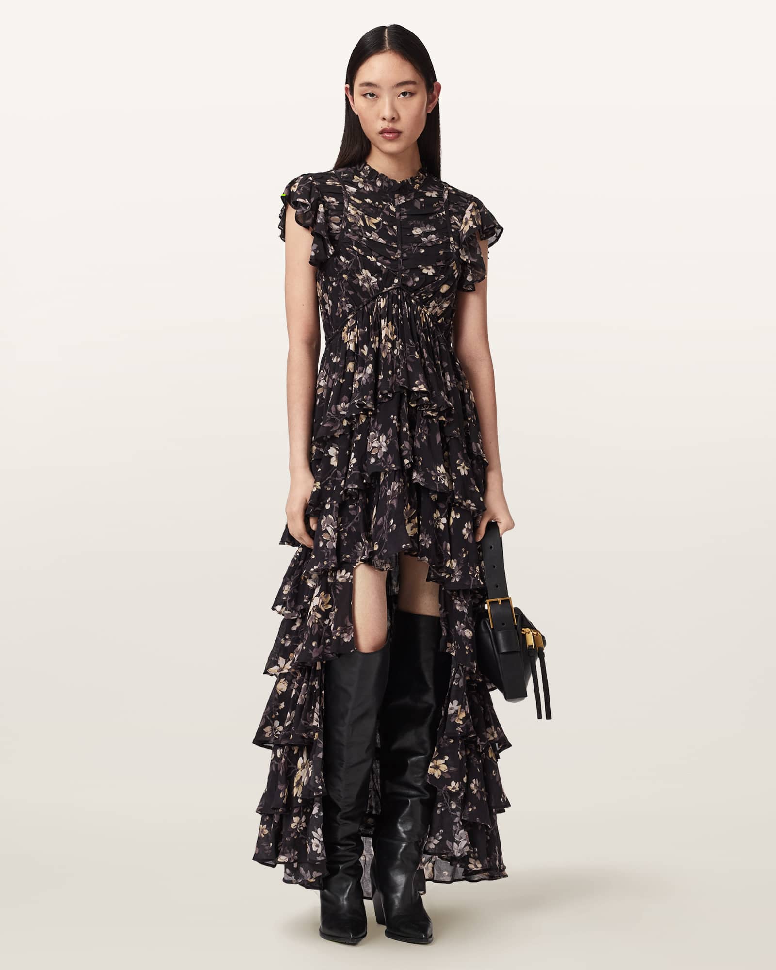 Shaela Floral Frill Maxi Dress