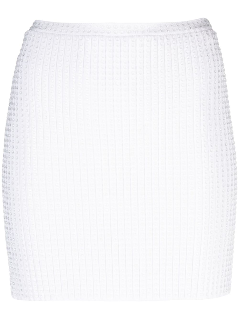 Crystal-embellished high-waist skirt - White