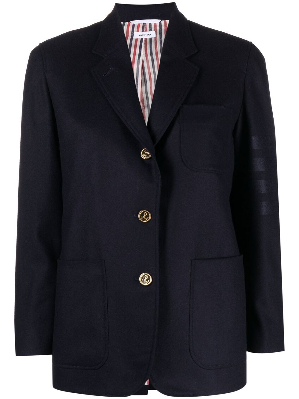 Single-breasted stripe-sleeve blazer - Blue