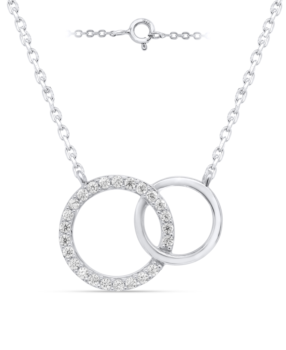 "Diamond Interlocking Rings 18"" Necklace (1/6 ct. t.w.) in Sterling Silver - Sterling Silver"