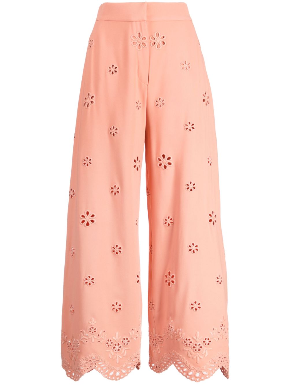 Broderie-anglaise cropped trousers - Orange