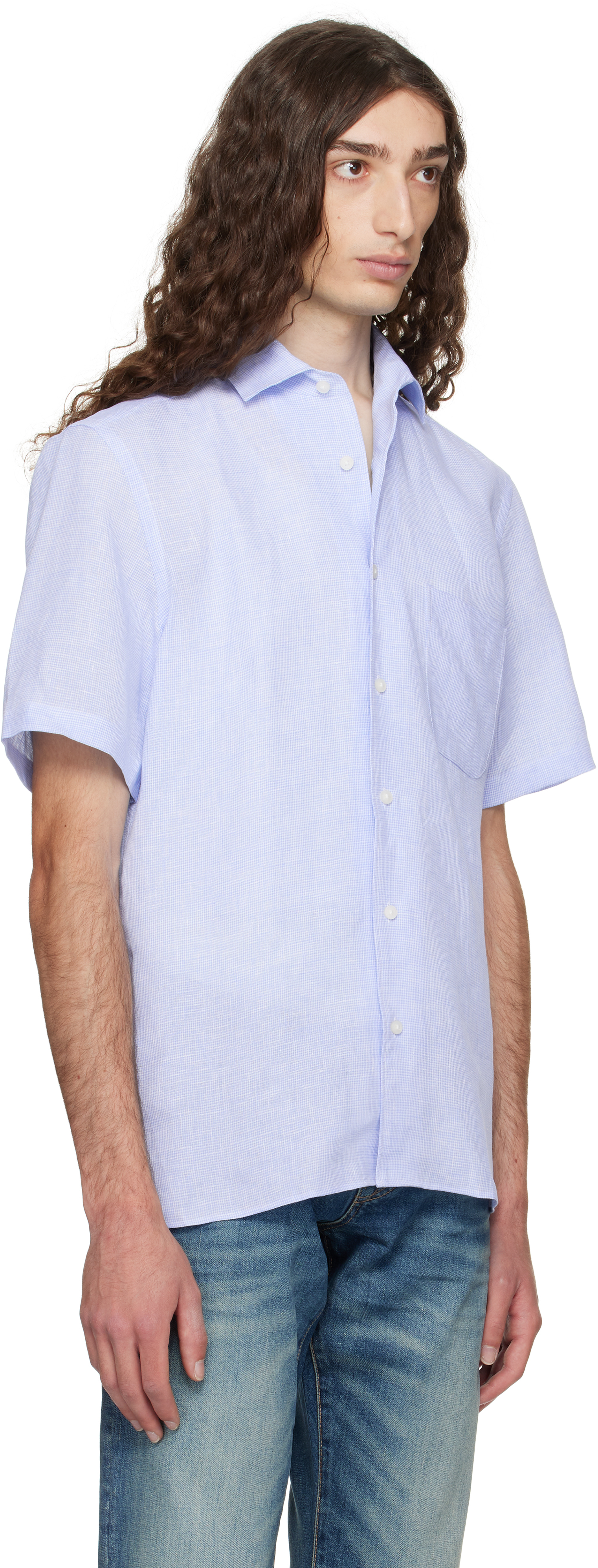 Blue BECKHAM Edition Regular-Fit Linen Shirt