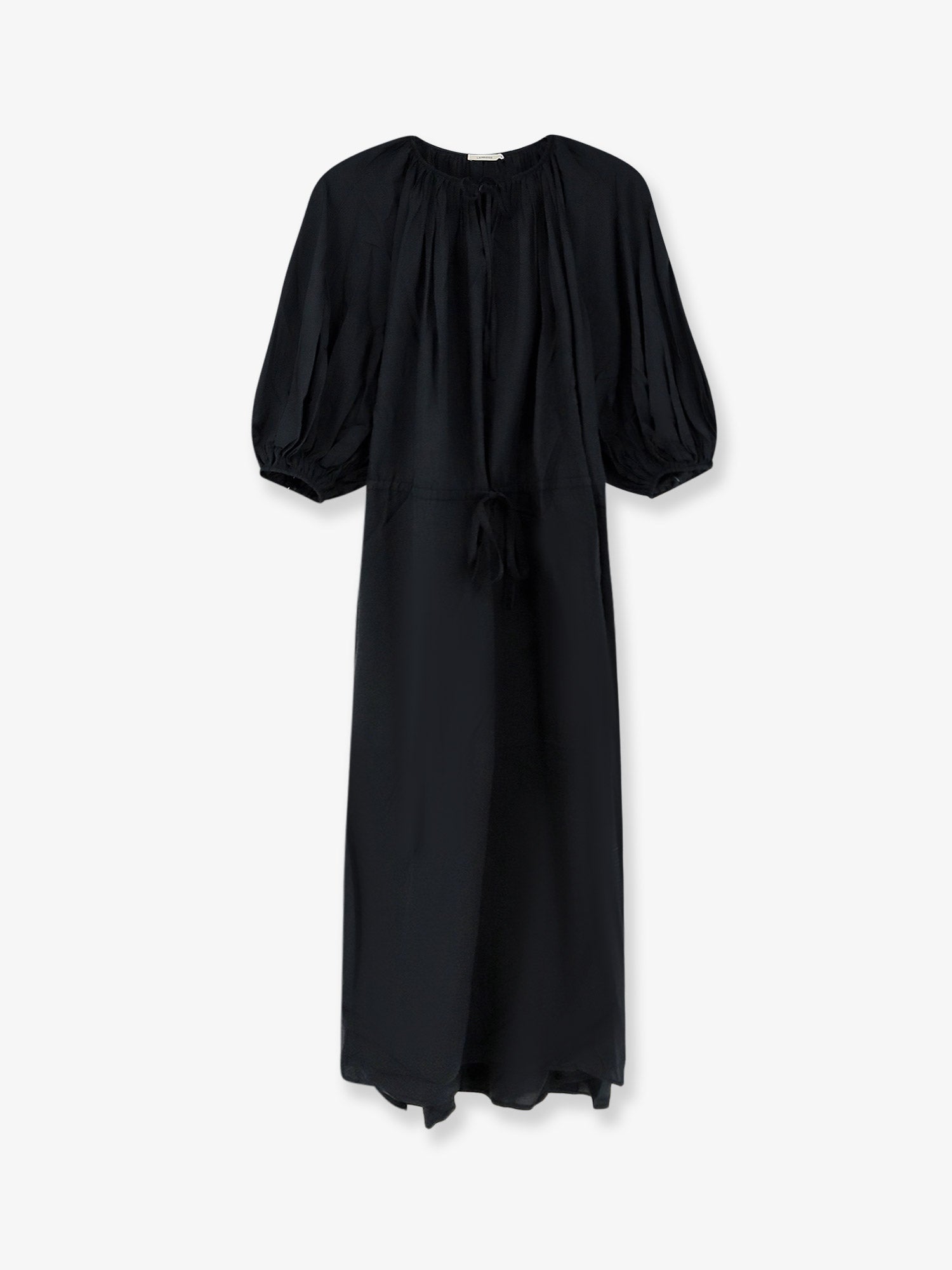 Modal-Silk with Drawstring Waist Dress — Black