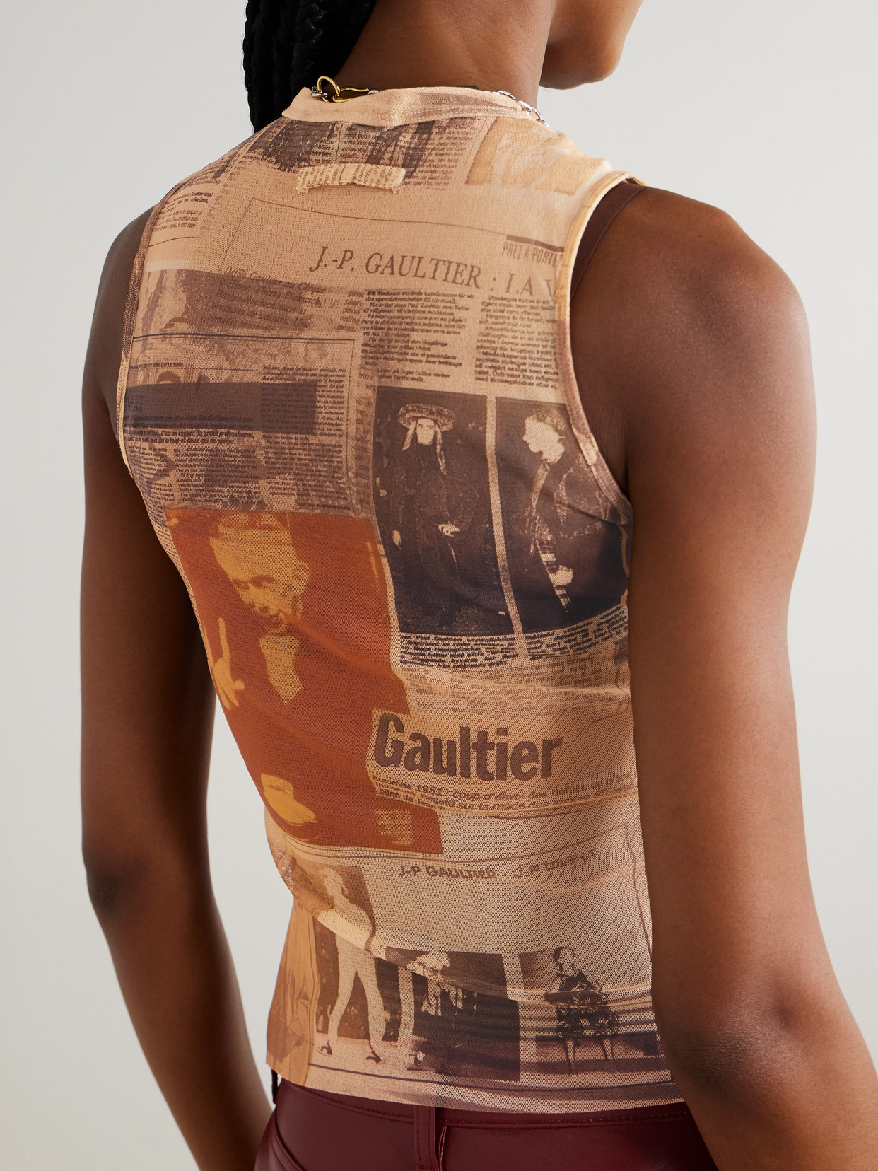 Journal Printed Mesh Top - Neutrals