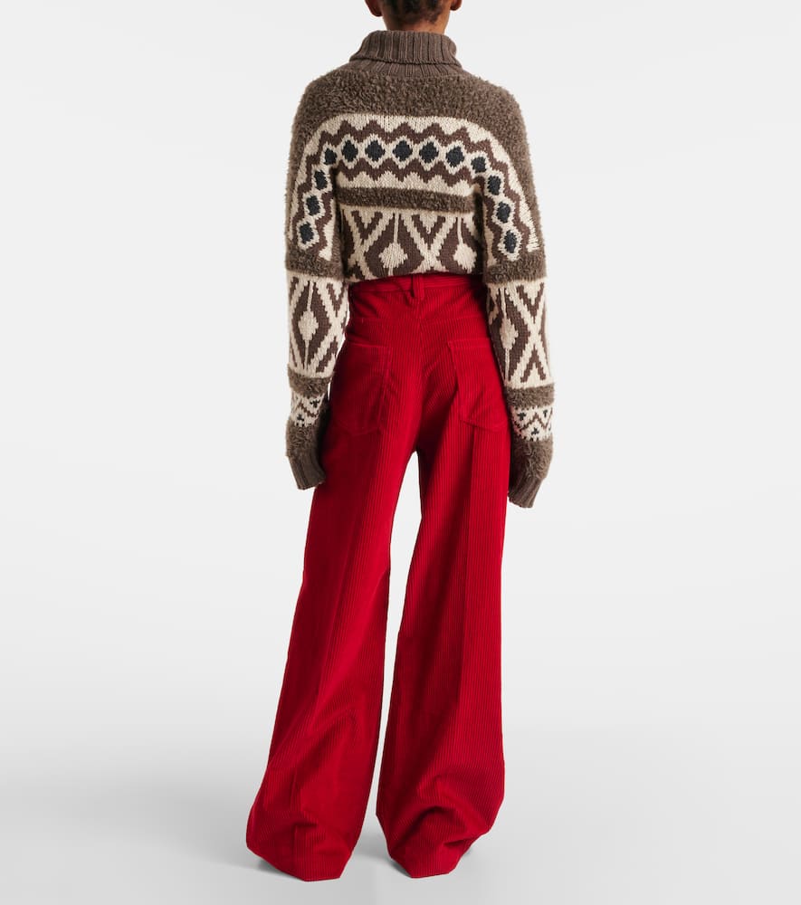High-rise cotton corduroy wide-leg pants