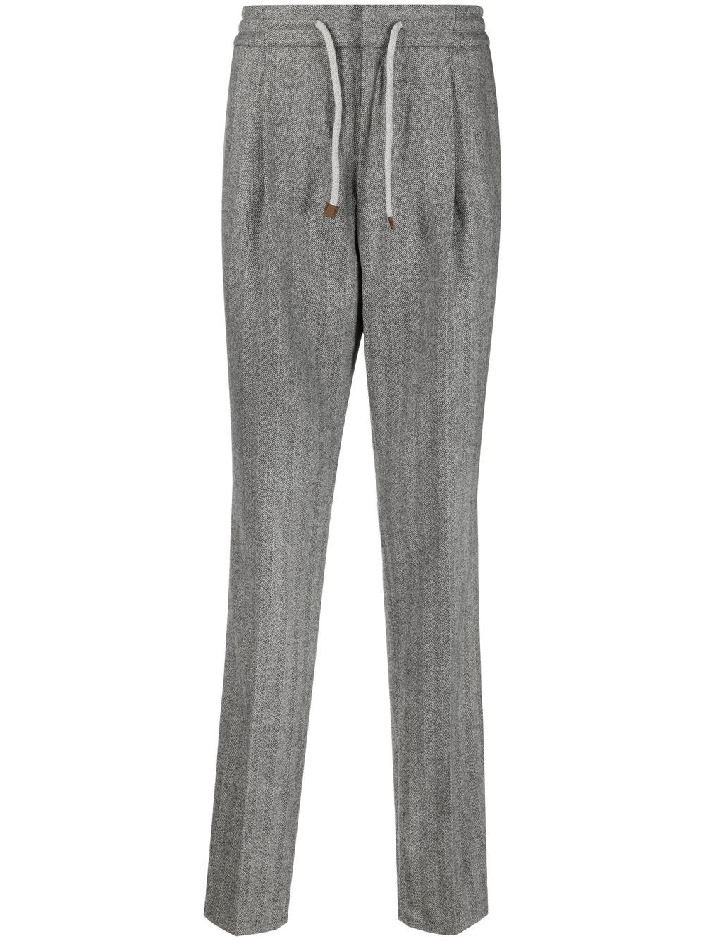 Drawstring-waist tailored trousers - Grey