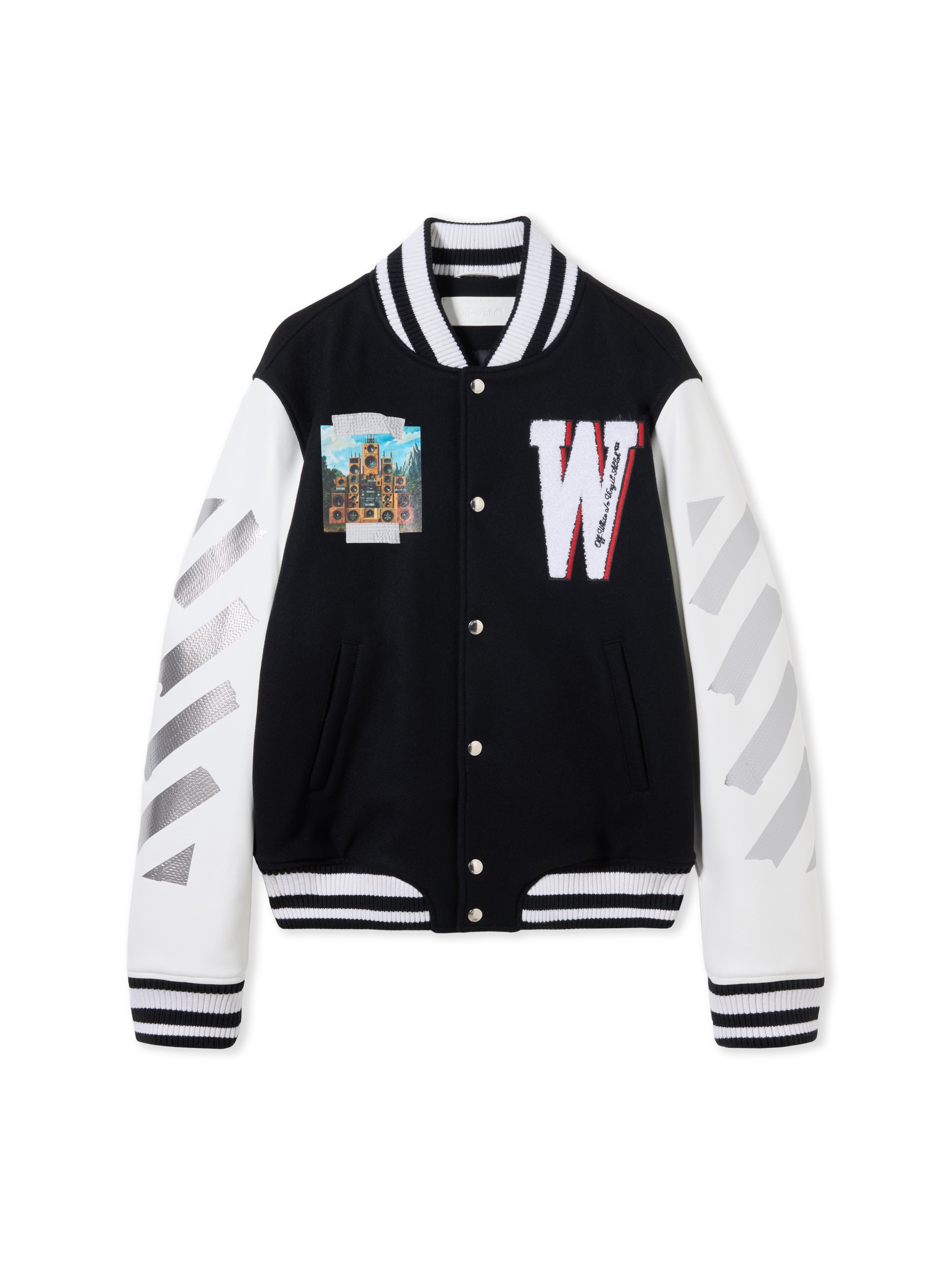Soundsystem Varsity Jacket - Male Leather Black