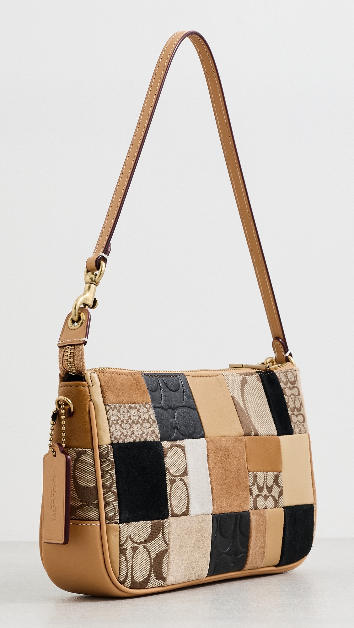Patchwork Leather Plaza Shoulder Bag Brown Multi One Size