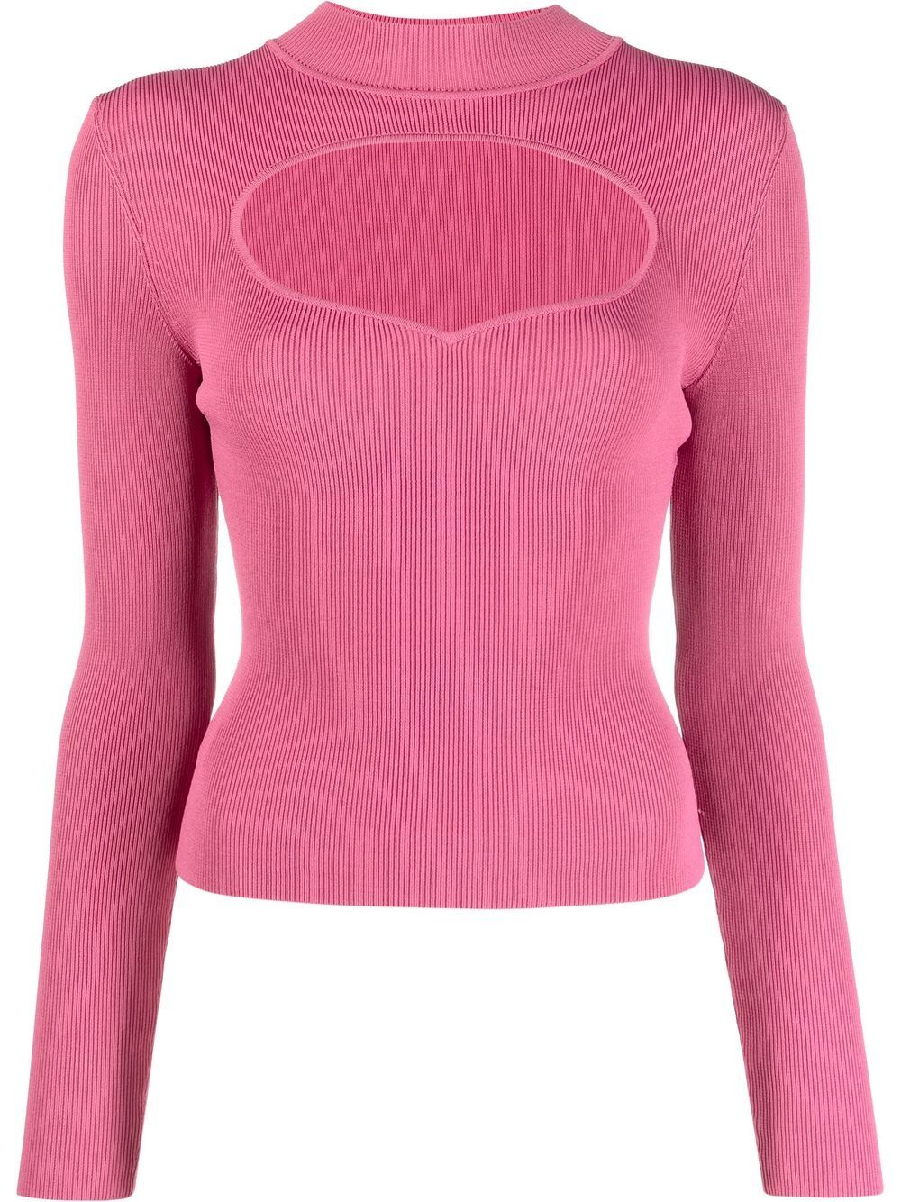 Ribbed-knit cut-out jumper - Pink