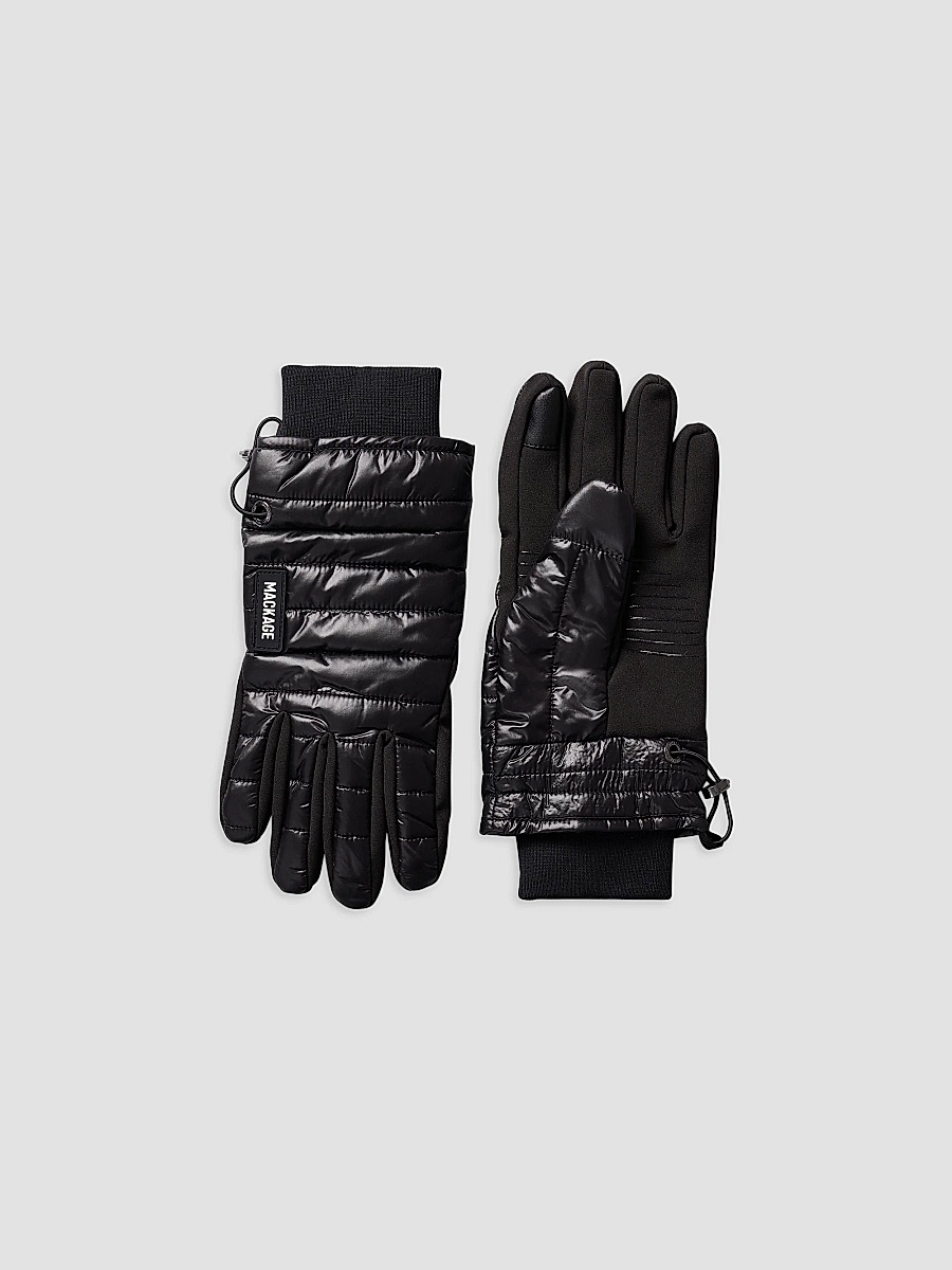 Women's Alfie Quilted Nylon Gloves - Black