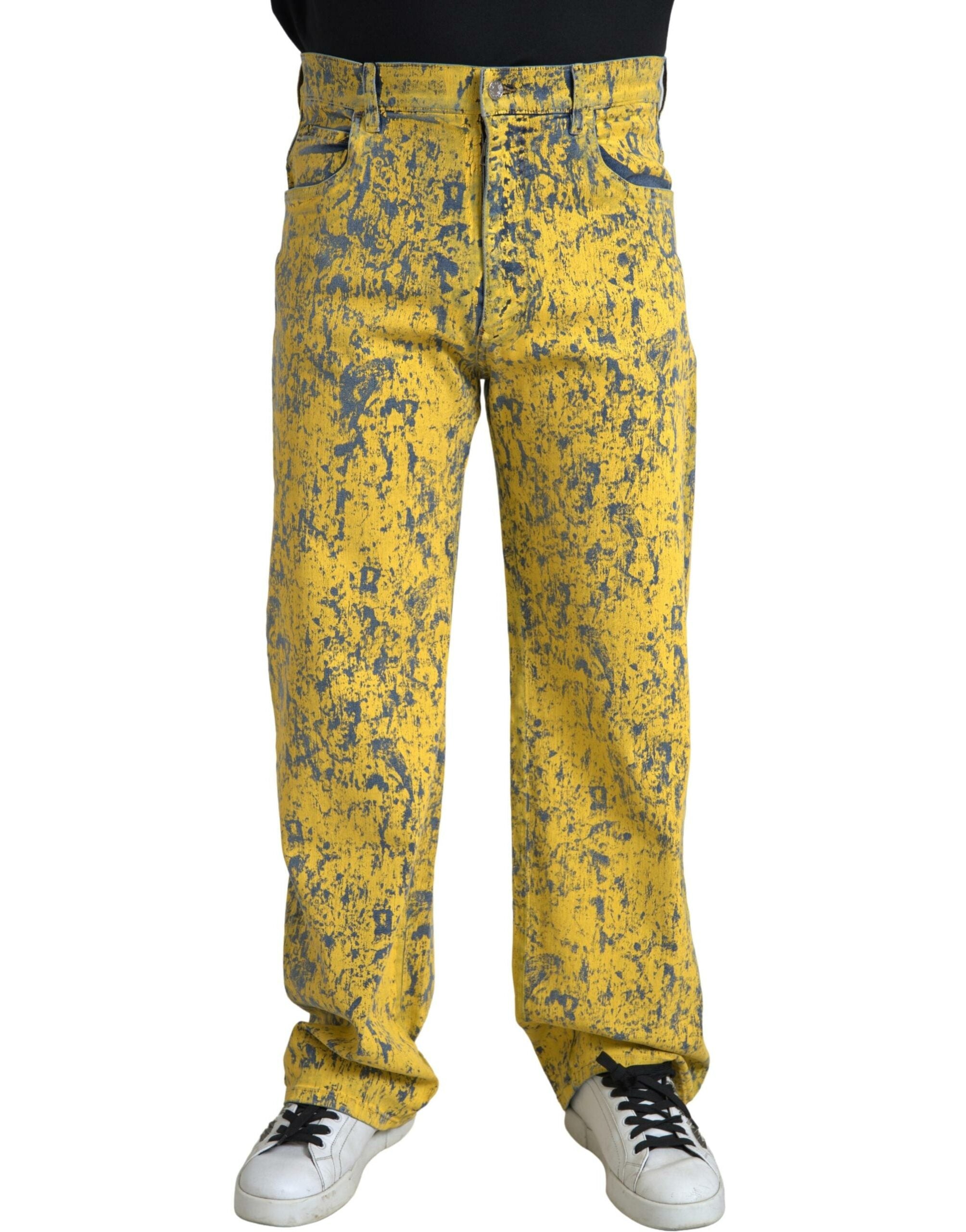 Tie-Dye Cotton Jeans — Yellow