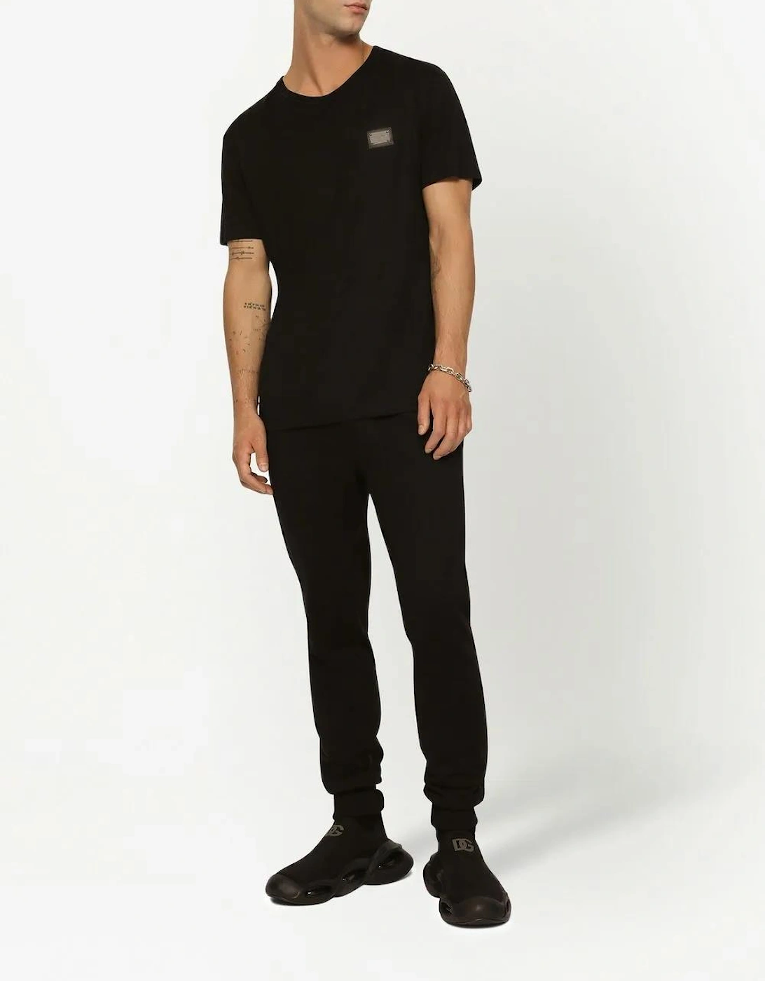 Men's Dolce & Gabbana Silver Plaque Logo T-Shirt Black