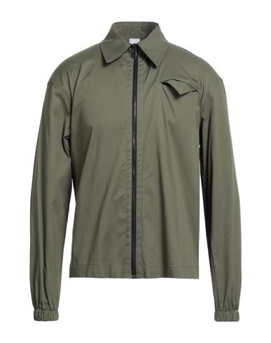 Man Shirt Military green Size L Cotton, Nylon, Elastane