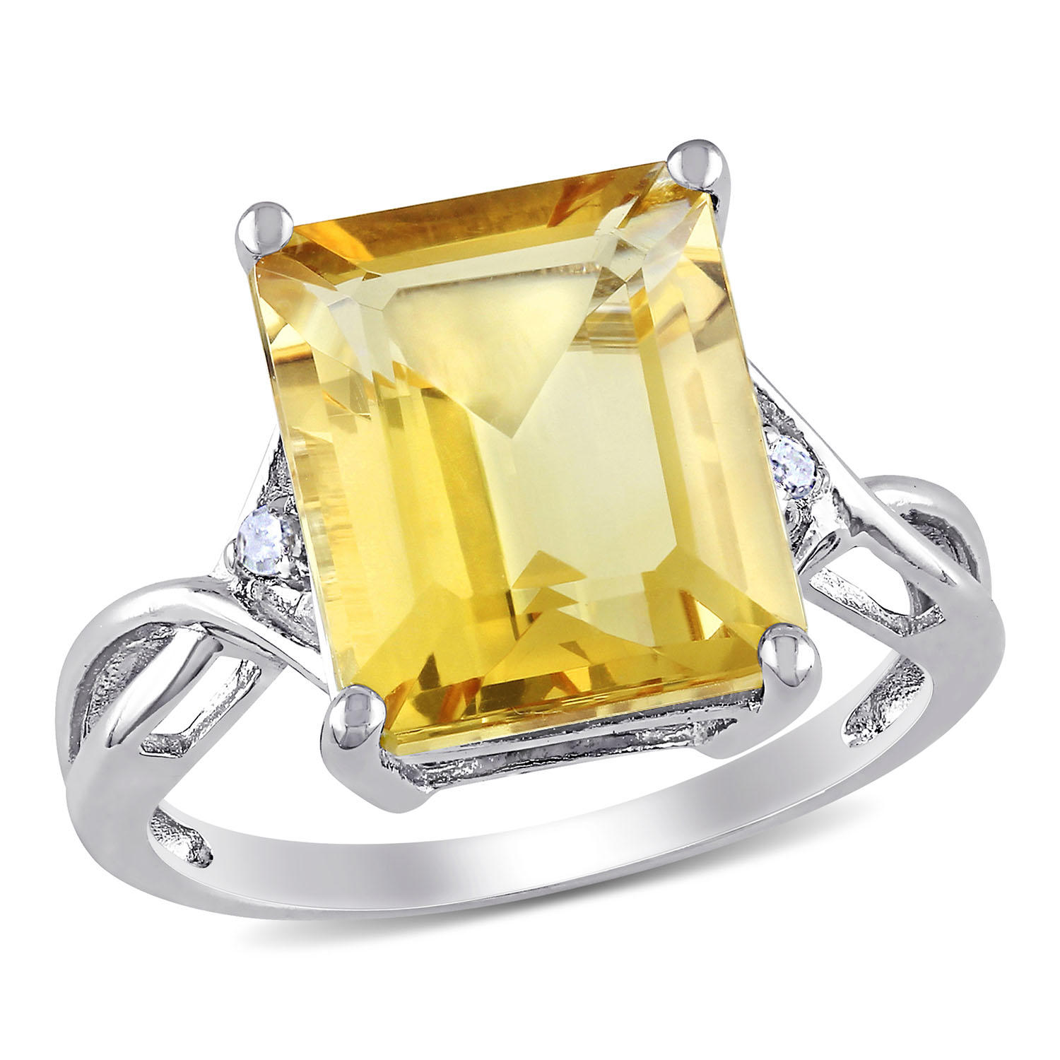6.61ct.EmeraldCutCitrineandWhiteTopazCocktailRinginSterlingSilver8