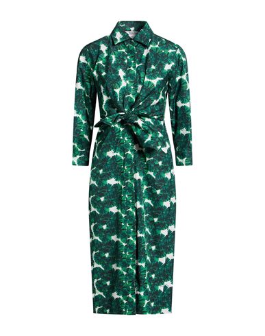 Woman Midi dress Dark green Size 2 Cotton