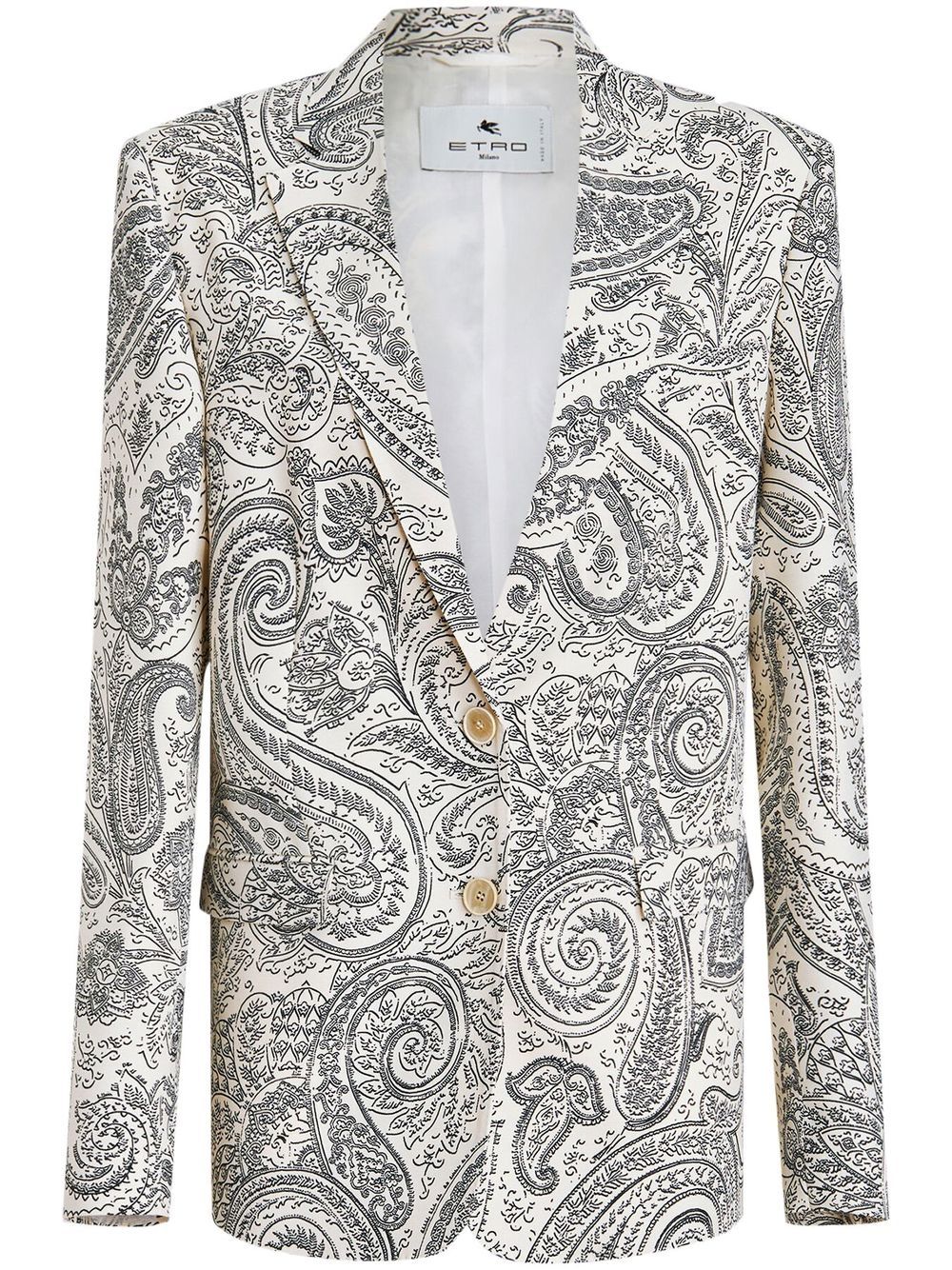 Paisley-print single-breasted blazer - White