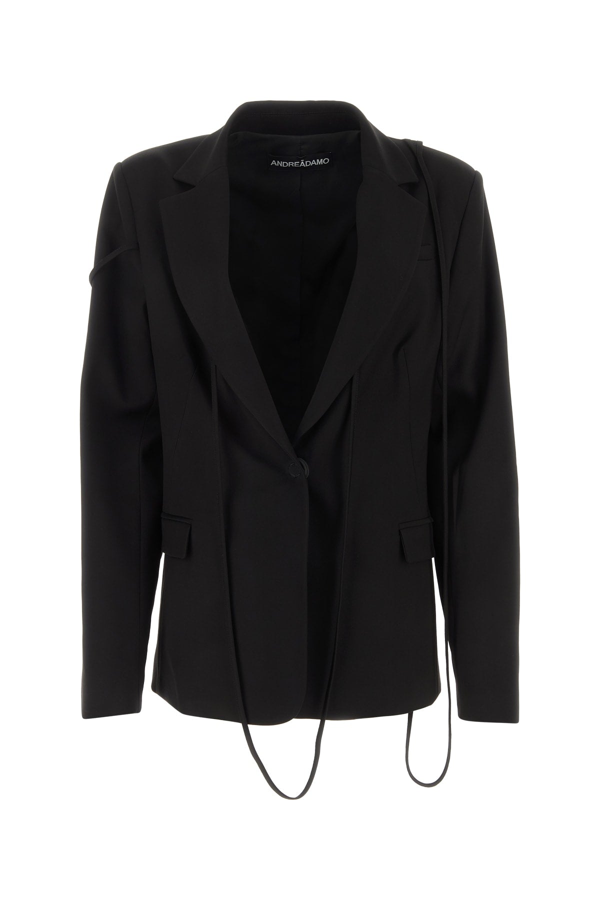 Draped Wool Blazer — Black