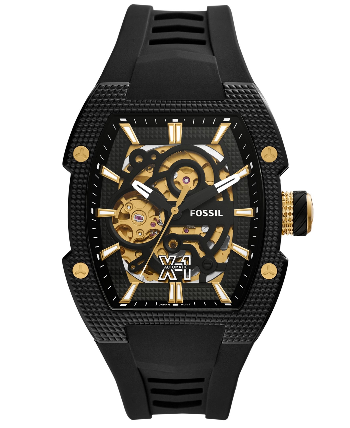 Men's Machine X1 Automatic Black Silicone Watch 44mm - Black
