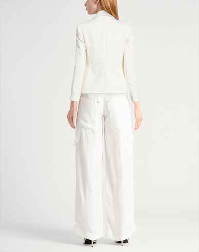 Woman Blazer White Size 4 Polyester, Elastane