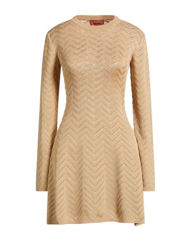 Woman Mini dress Sand Size 6 Cotton, Viscose, Elastane, Polyamide