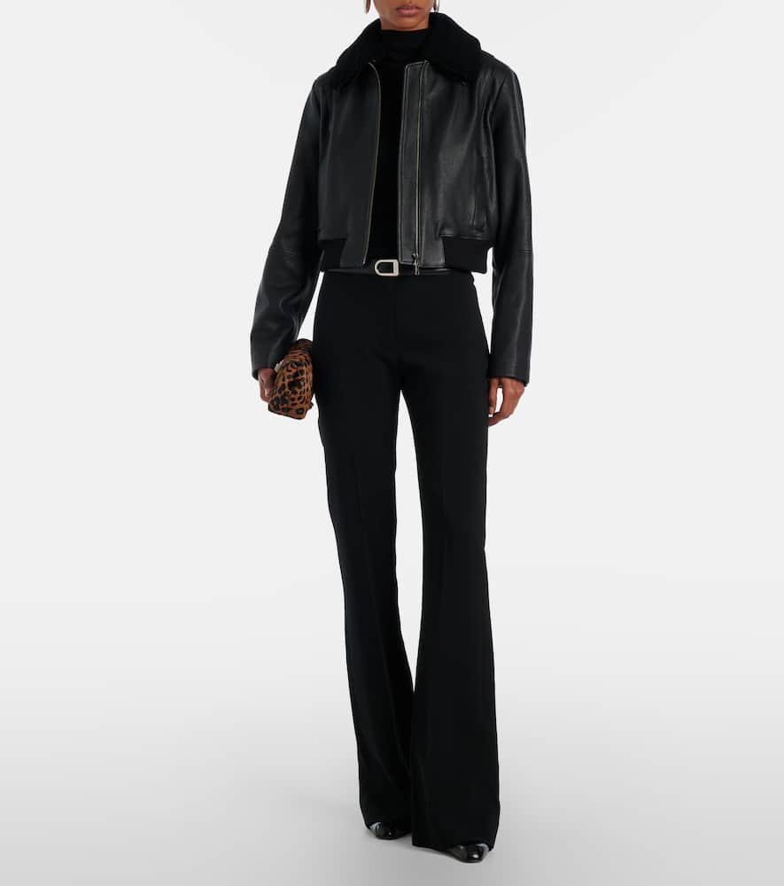 Shearling-trimmed leather jacket