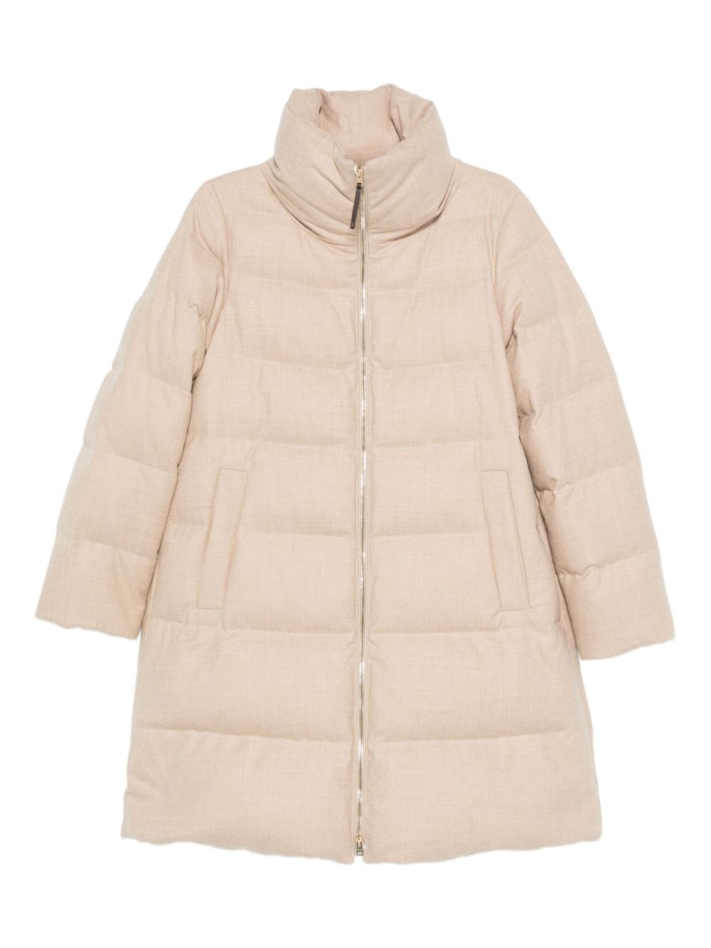 Quilted Down Down Jacket — Beige