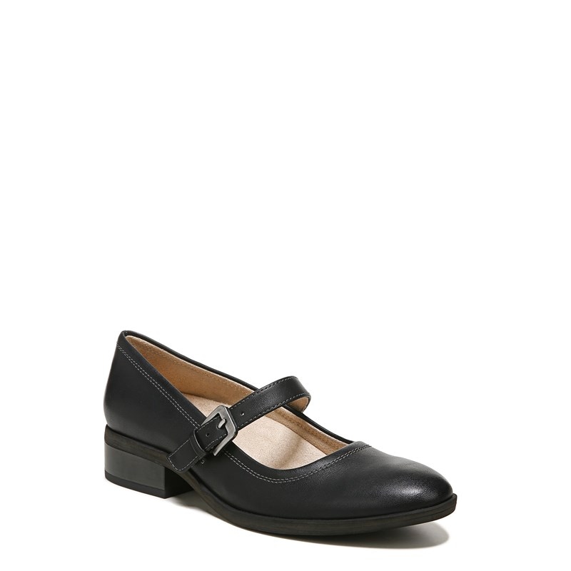 Women's Ramona Mary Jane Flat Shoes (Black Faux Leather)