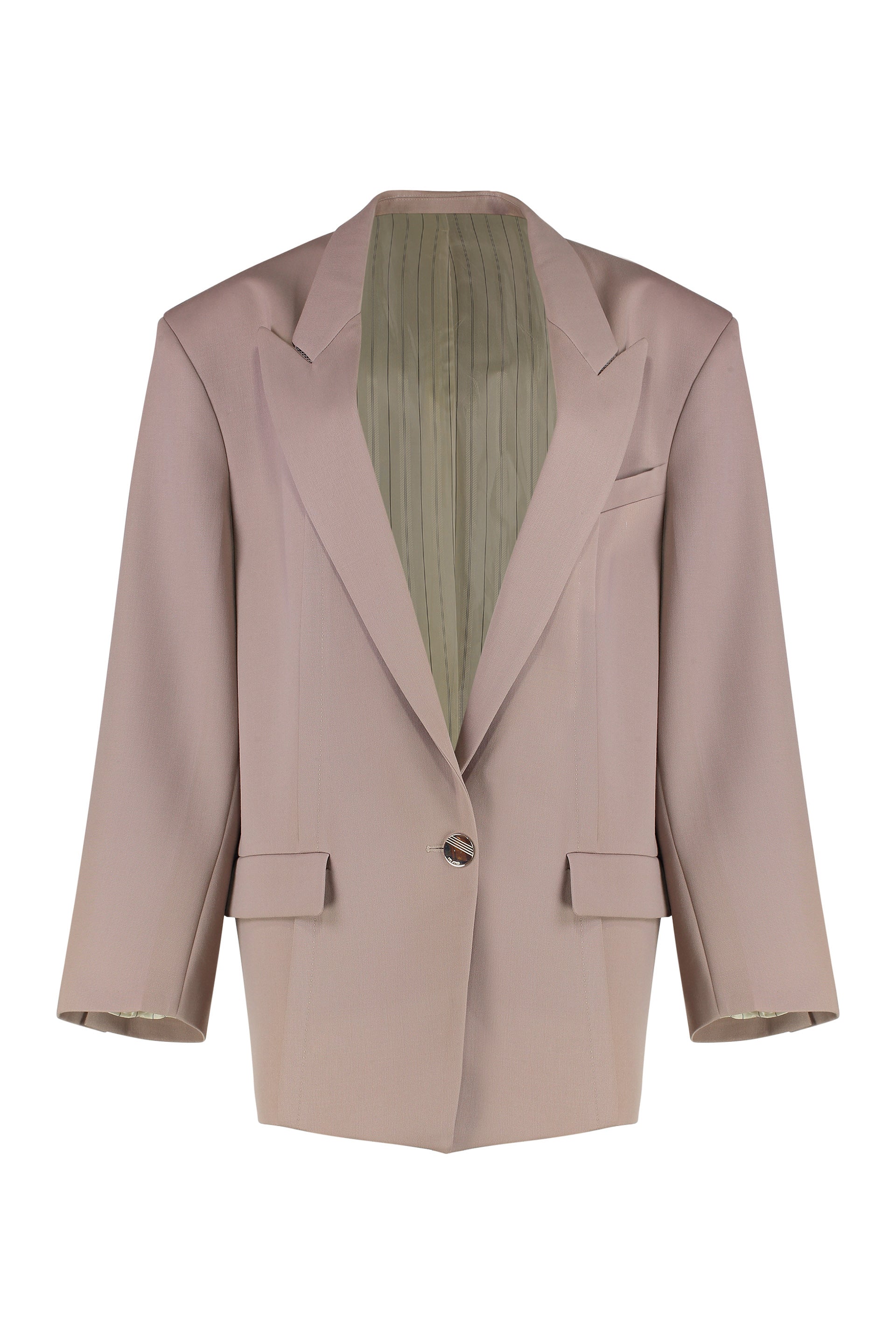 Single-Breasted Virgin Wool Blazer — Pink
