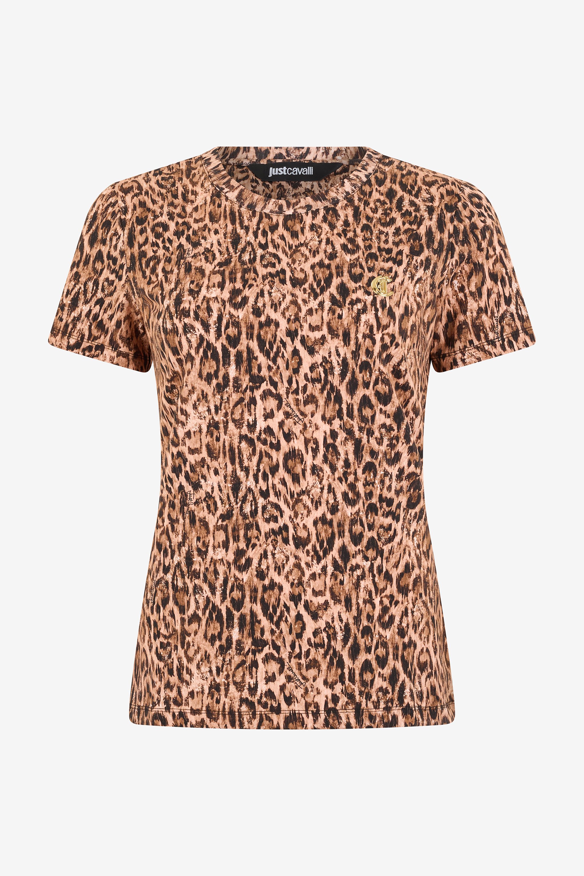 Cotton T-shirt With Leopard Skin Print