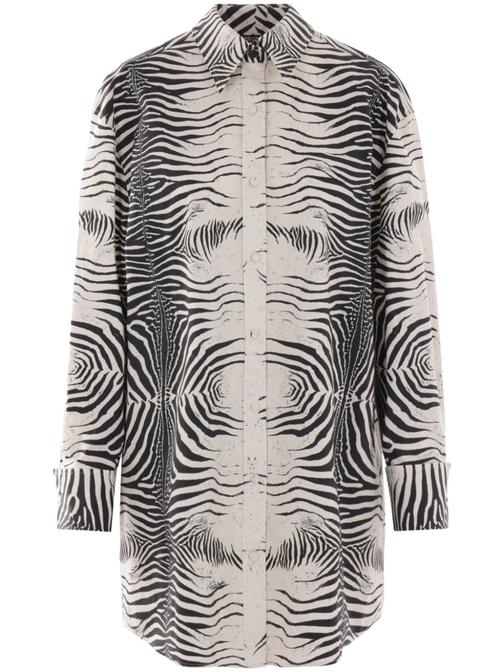 Zebra-print shirtdress - White