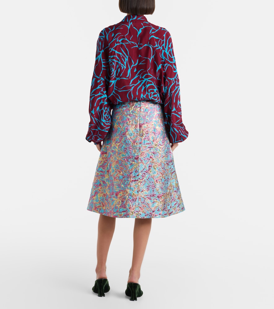 Brocade midi skirt