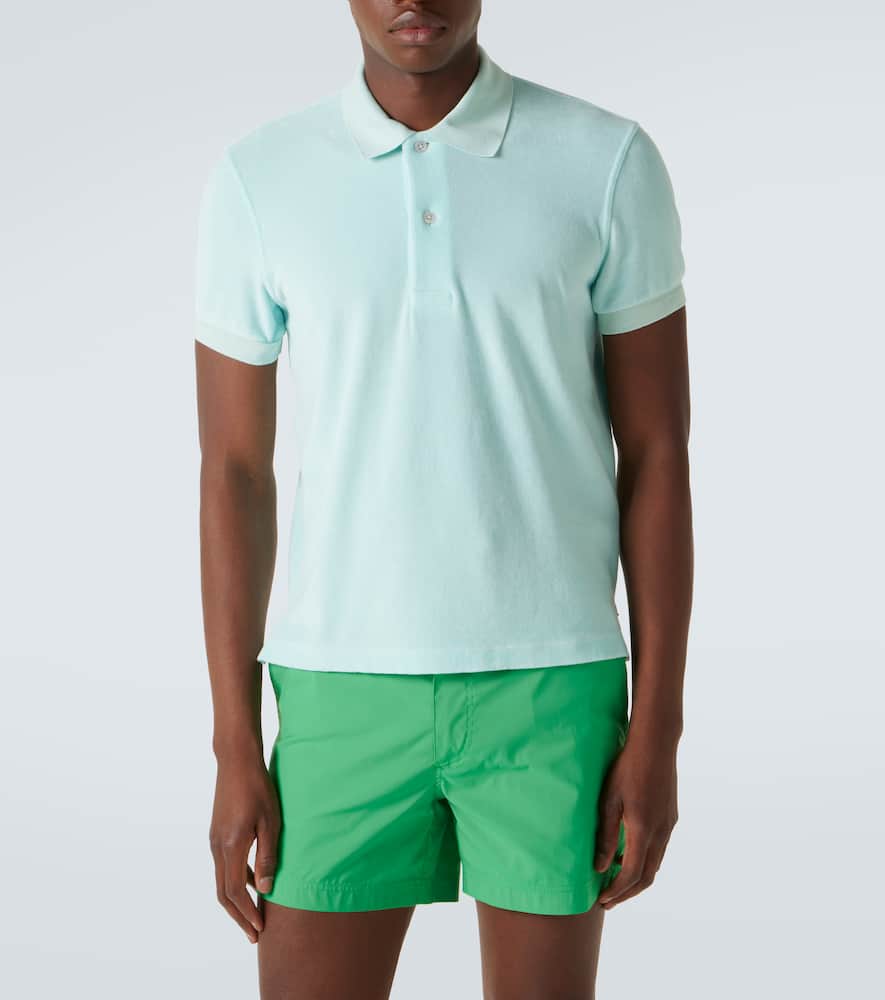 Cotton-blend terry polo shirt