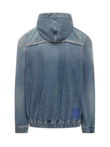 Marcelo Burlon County of Milan Fringed Zipped Denim Hooded Jacket