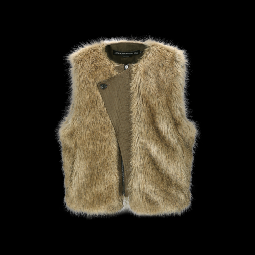 UNISEX CURVED PLACKET REVERSIBLE FAUX-FUR VEST awa722u