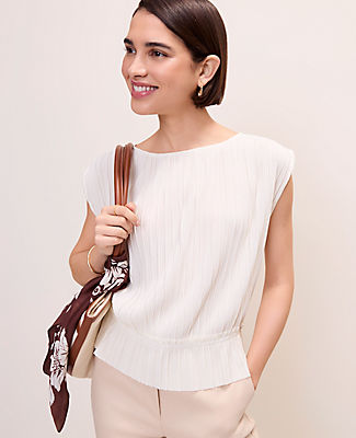 Ann Taylor Petite Pleated Ruffle Top