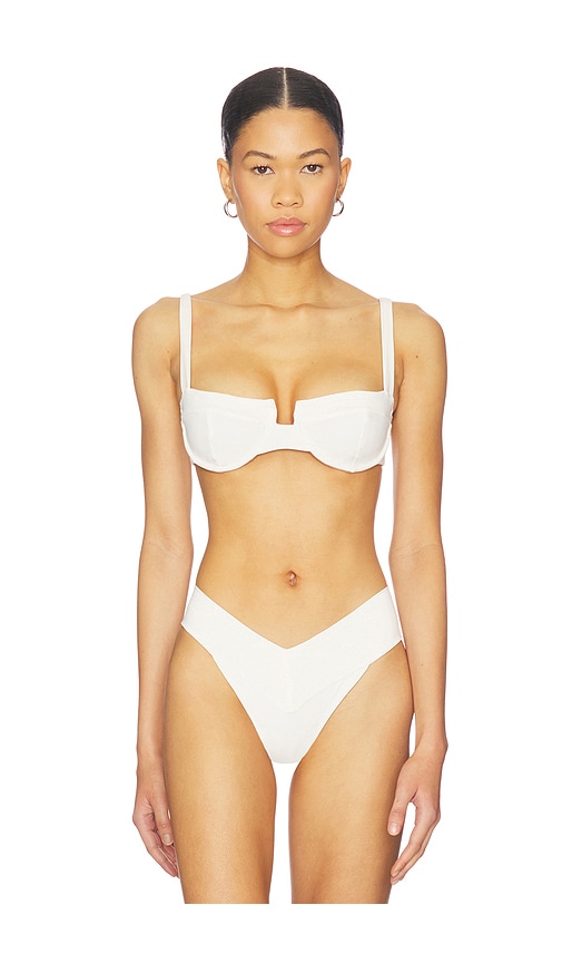 KYA Jolene Reversible Bikini Top in White,Brown. - M also in L, S