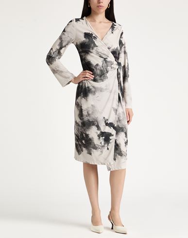 Woman Midi dress Beige Size 12 Polyester, Elastane