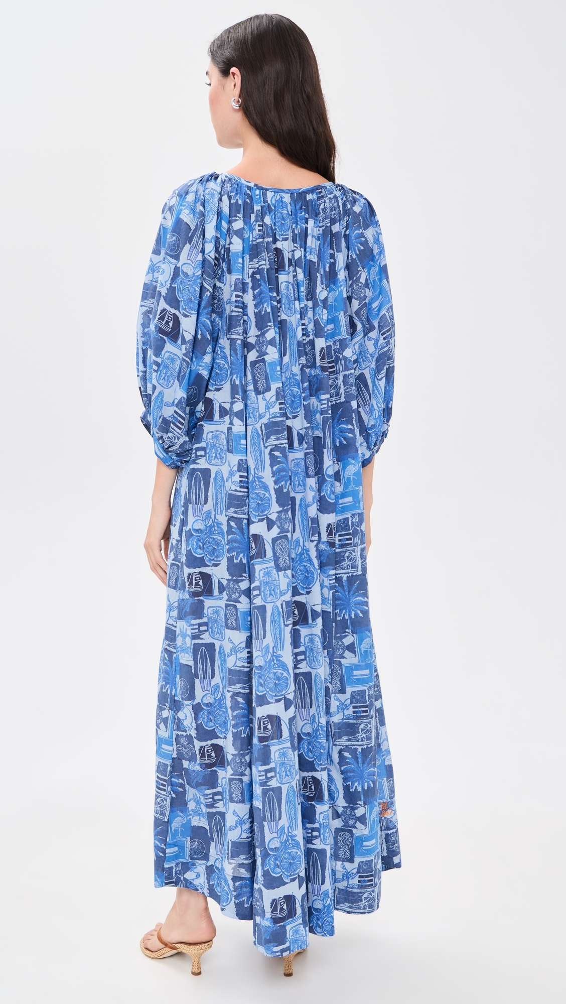 Shirred Maxi Dress Seaside Florida Coast One Size