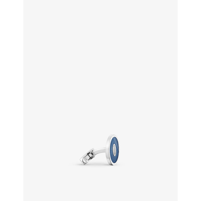 Mens Grey/Blue Double C De Palladium-Plated Sterling-Silver and Lacquer Cufflinks