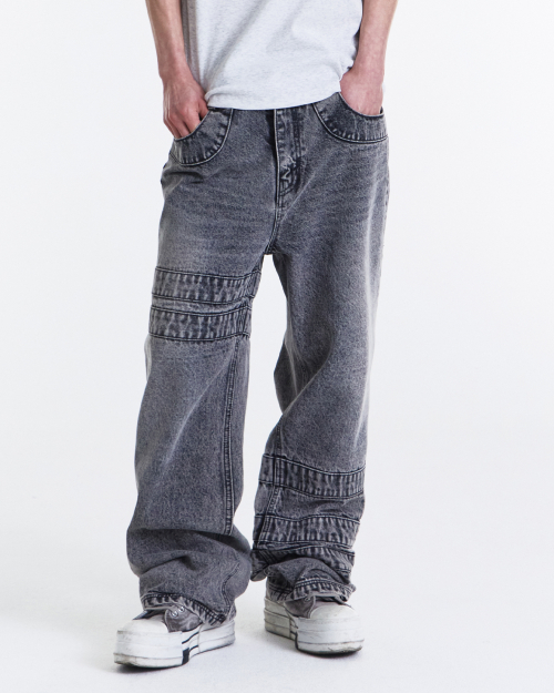 Wrap Tape Straight Denim Pants