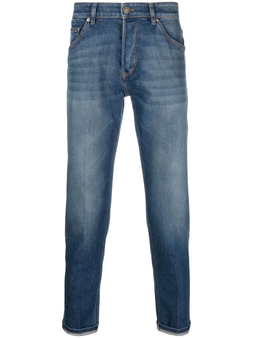 Low-rise stretch-cotton cropped jeans - Blue