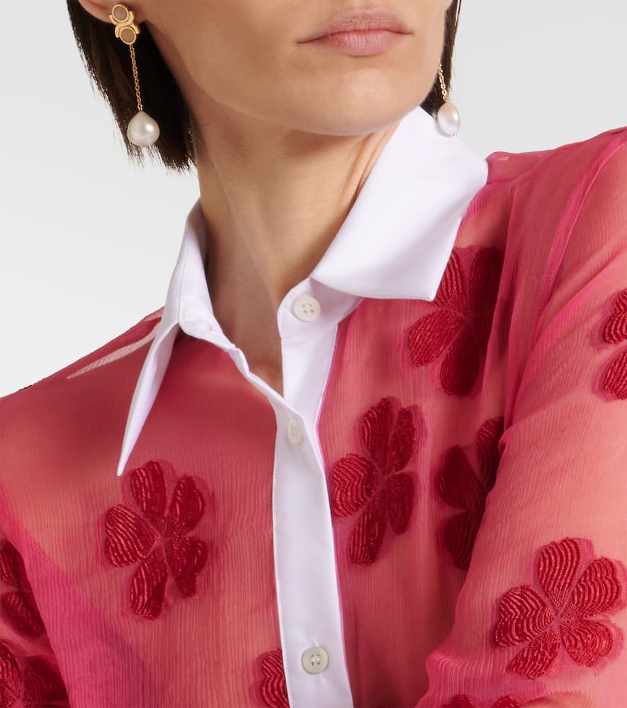 Floral cotton jacquard shirt