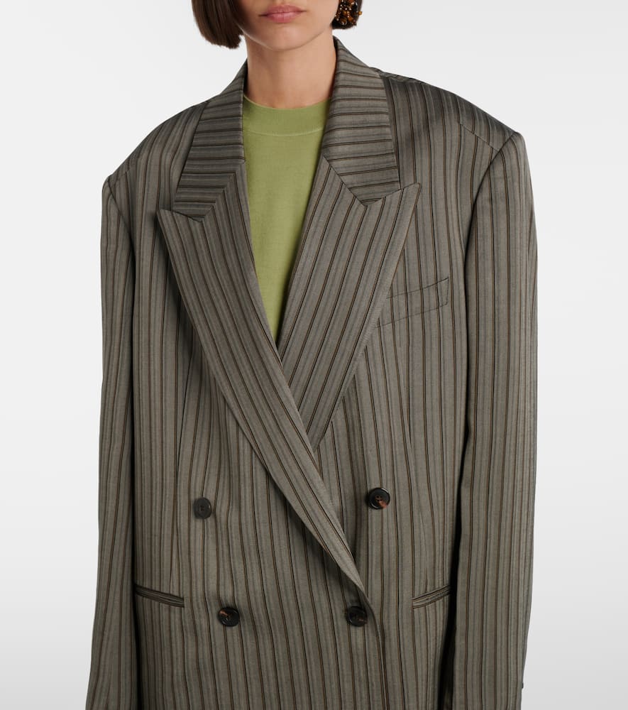 Striped double-breasted oversized blazer